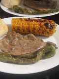 Cabezada con pimientos y maiz al grill doble