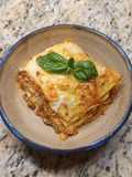 Lasaña de ragú con pasta caserita