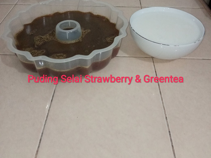 Yuk intip, Resep membuat Puding Selai Strawberry &amp;amp; Greentea yang sesuai selera