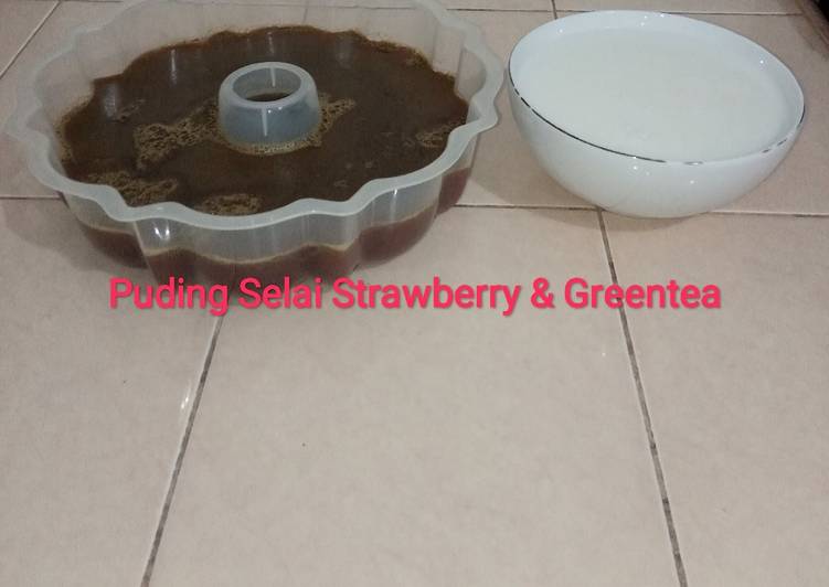 Resep Puding Selai Strawberry &amp; Greentea ❣️ yang Lezat