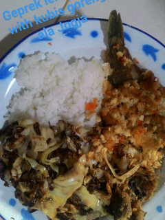 Foto resep Geprek lele, tempe with kubis goreng