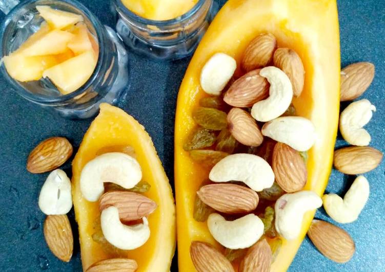 Simple Way to Prepare Any-night-of-the-week Papaya Dryfruit Boat