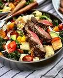 Grilled Wagyu Steak Panzanella Salad with Vinaigrette