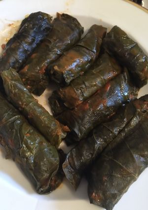 A picture of Yaprak Sarma (stuffed grape leaves).