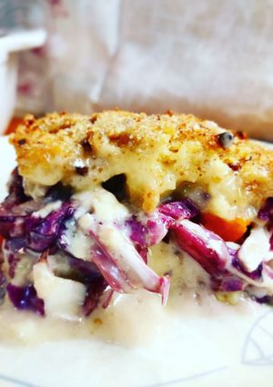 Foto di Sbriciolata di patate con radicchio, zucca e gorgonzola