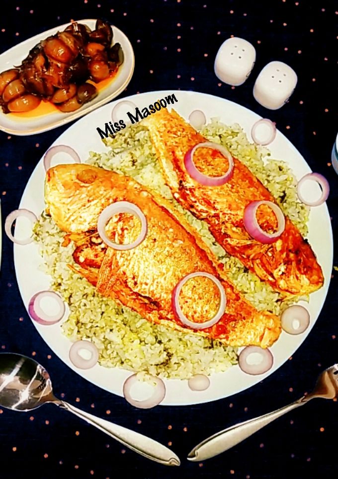 عکسی از دستور سبزی پلو با ماهی سرخو