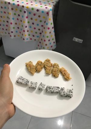 Hình của món Pancake táo yến mạch cho bé ăn dặm.