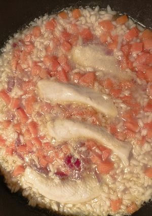 Une photo de Risotto de lapin aux carottes