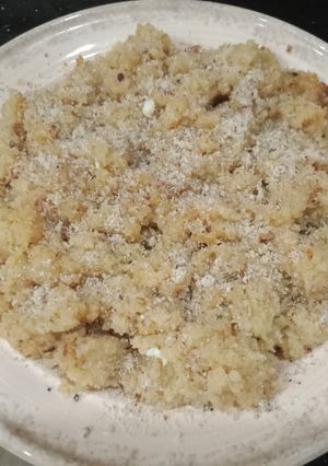A picture of Egg Bread Halwa.Anda bread hlwa.