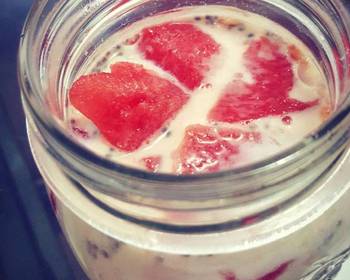 Without Fail Cooking Recipe Watermelon  Strawberry Overnight Oatmeal with Chia Seeds Home Style