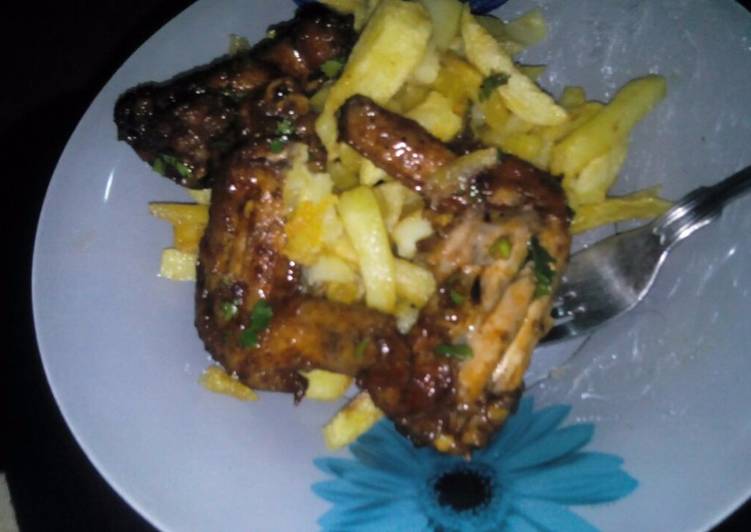 Recipe of Super Quick Homemade Fried with ganished chicken wings