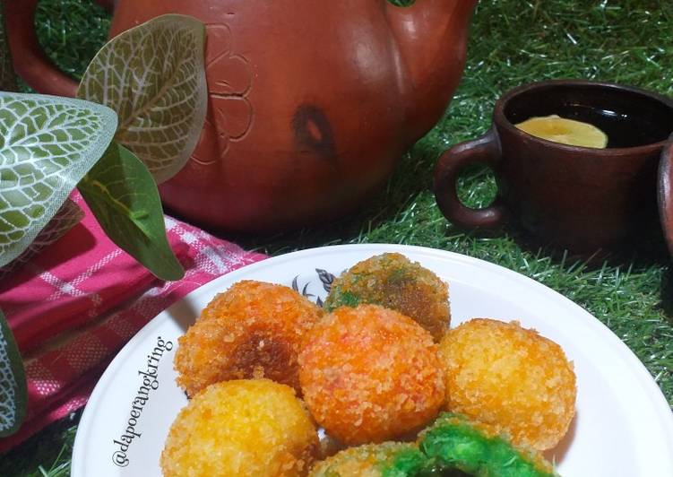 resep cara membuat Bola bola singkong warna warni(gethuk goreng)