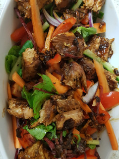 A picture of My Orange, Ginger Salmon with Salad.