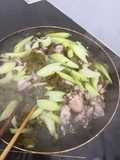 Stir-Fried Frog with Giang Leaves and Sour Taro Stems