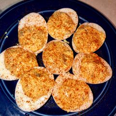 A picture of Sweet & tangy deviled eggs.
