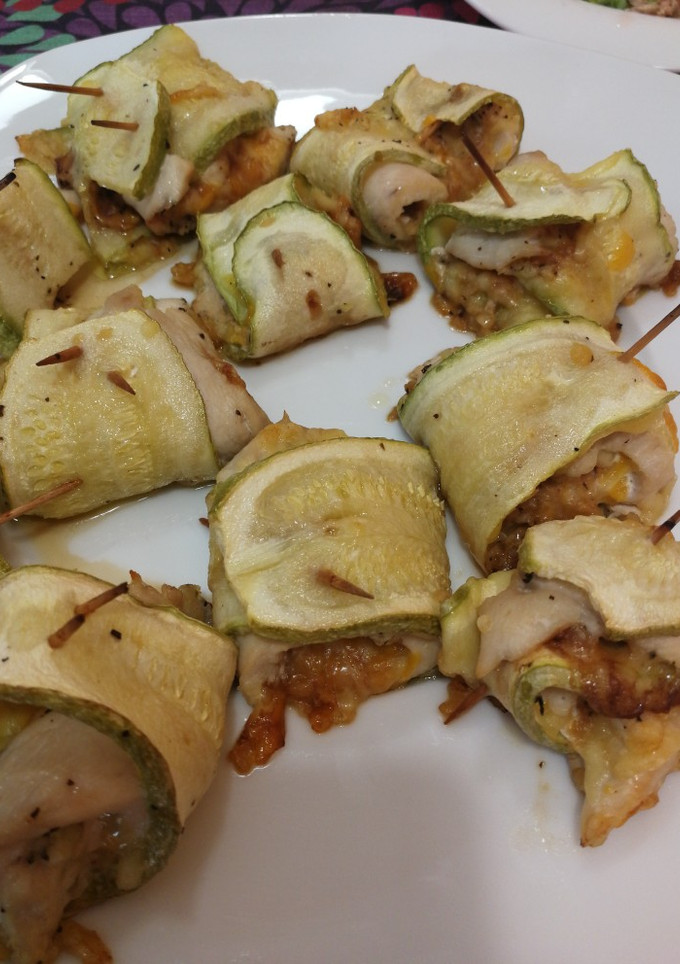 Una foto de Rollitos de calabacín agridulces con queso Light