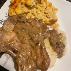A picture of Smothered pork chops.