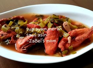 Foto resep Sup Ayam Merah Sawi Asin /Sayur Asin