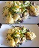 Papas con hongos shitaki