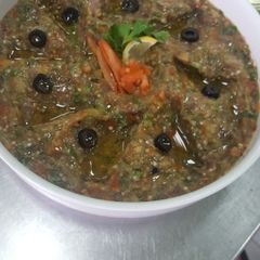 A picture of Baba ganoush (eggplant arabic mezze).