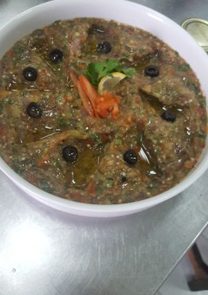 A picture of Baba ganoush (eggplant arabic mezze).