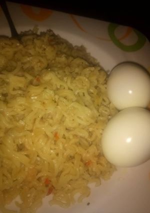 A picture of Indomie with egg.
