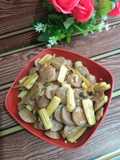 Tumis bakso jagung muda