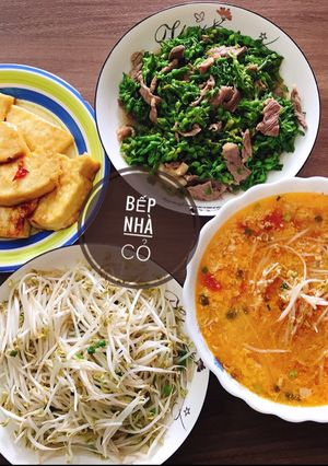 Hình của món Bò xào hoa thiên lý.