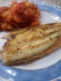 Lenguado a la plancha con guarnición de pisto