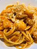 Quick Bay Scallops with Spaghetti