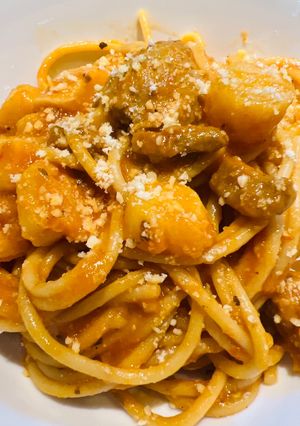 A picture of Quick Bay Scallops with Spaghetti.
