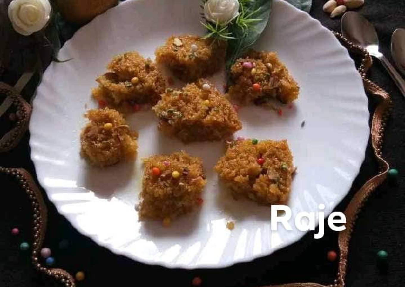 Eggless Soft Sooji Mango Cake