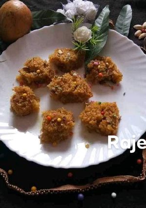 A picture of Eggless Soft Sooji Mango Cake.