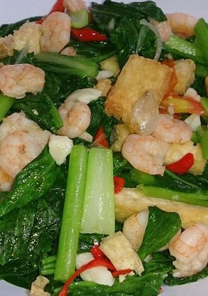 Foto resep Tumis cai sim udang tahu