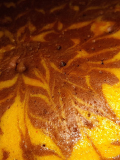 A picture of Flower design chocolate vanilla cake in pan. in just 10 mins.