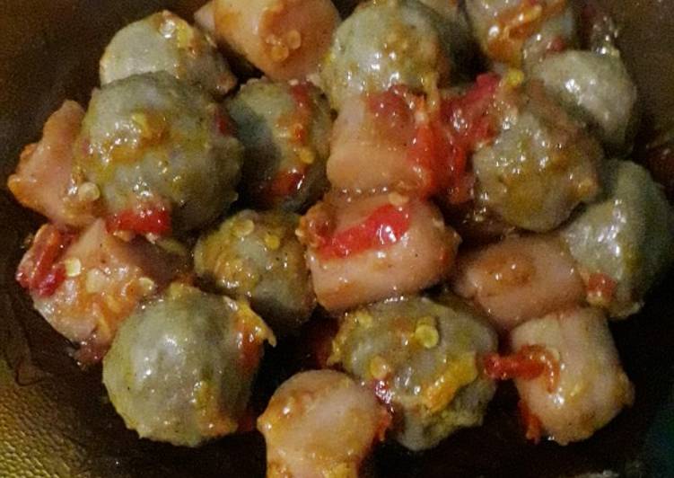Recipe: Appetizing Bakso Sosis Mercon