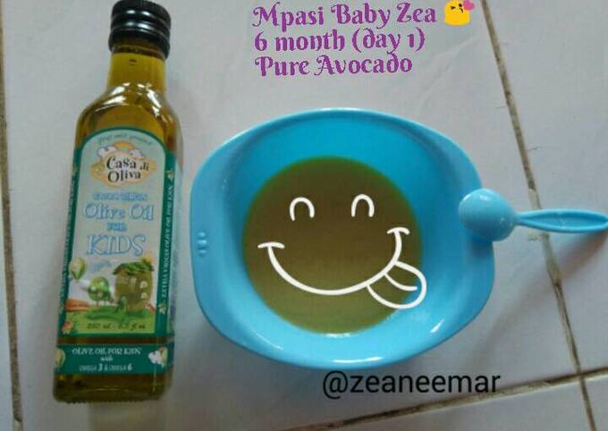 Mpasi 6m Baby Zea 😆 (day 1) Pure Avocado