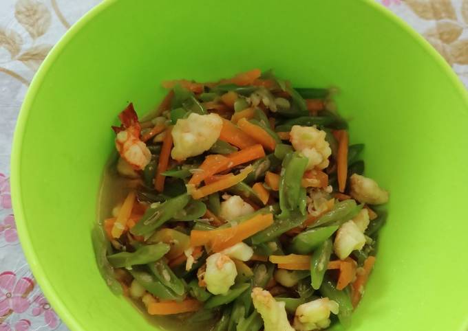 Tumis udang buncis wortel