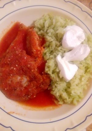 Una foto de Arroz verde (al cilantro)