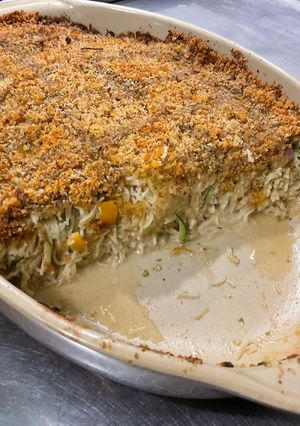 Une photo de Gratin de cheveux d’ange aux légumes et trois fromages