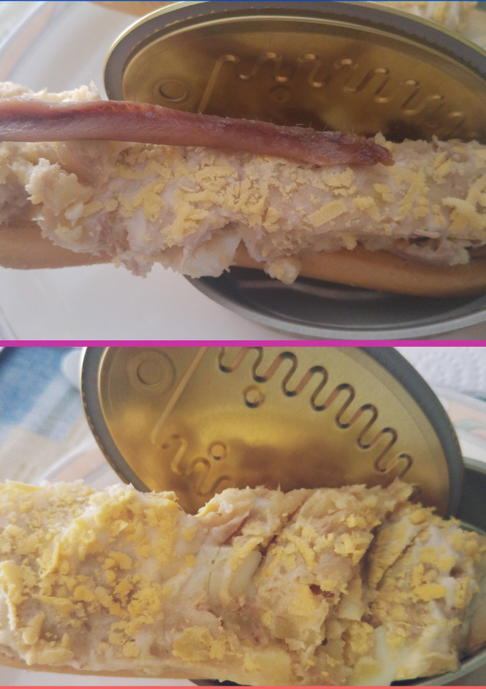 Una foto de Marinera o ensaladilla rusa con anchoa en rosquilla