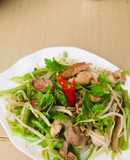 Lòng gà xào giá, đậu que