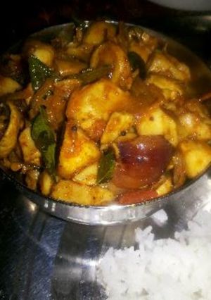 A picture of Traditional Kongu dish of Milky white Mushrooms.