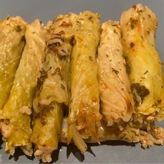 A picture of Lebanese stuffed cabbage rolls - malfouf mahshi.