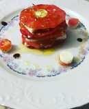 Ensalada de tomate con queso fresco orégano y aliño con Vidalim