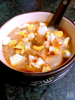 A picture of Chicken corn soup.