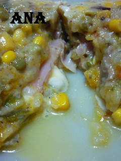 Una foto de Omelette de ropa vieja rellena  en microondas