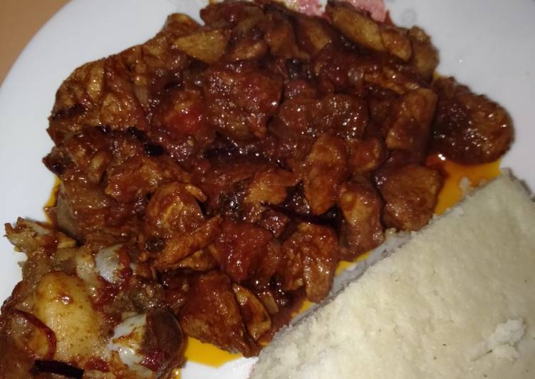 Pork wet fry with ugali#4 weeks challenge