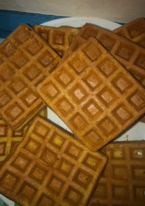 A picture of Soft fluffy Breakfast Waffles.