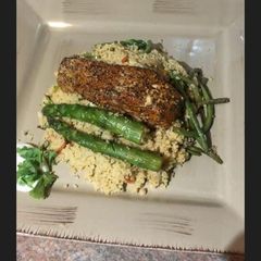 A picture of Couscous with Salmon.